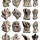 From top to bottom, four different eye denticles in whale sharks, as seen from various angles.